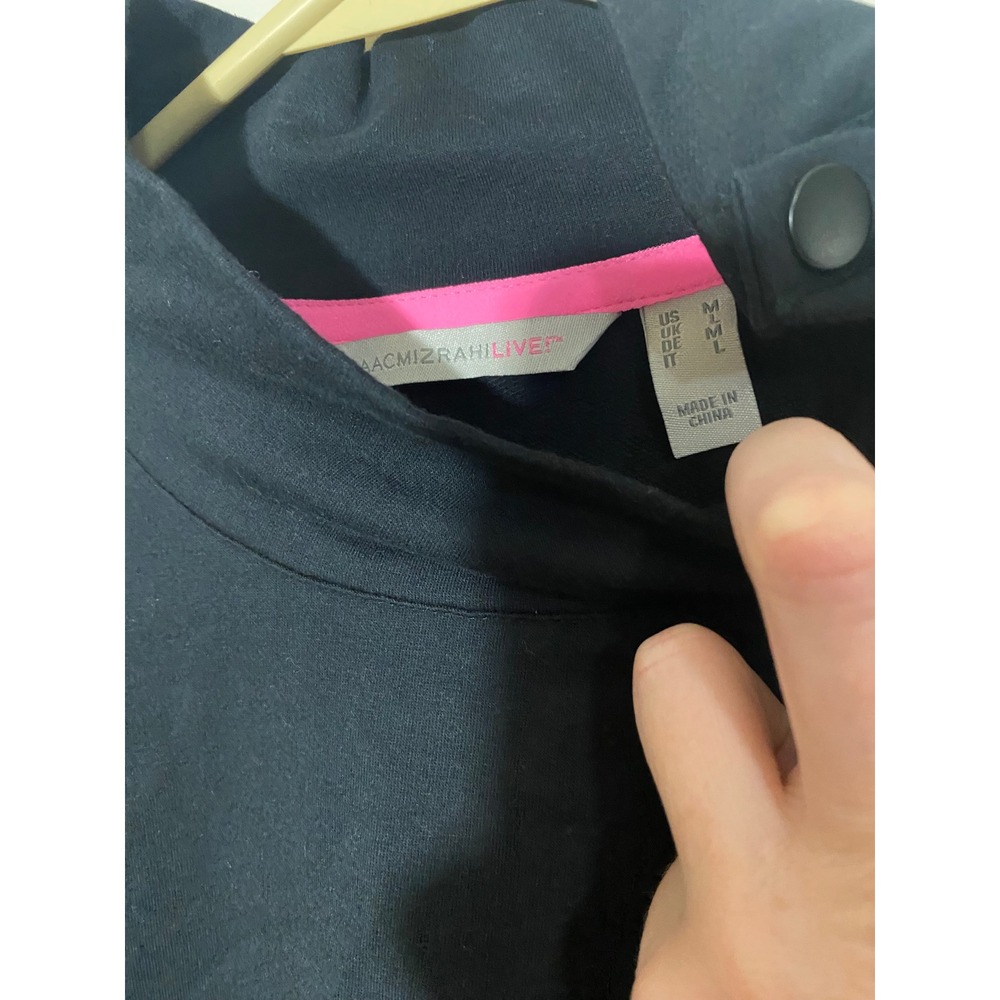 Isaac Mizrahi‎ Live! Black Mock Neck Long Sleeve Layered Tunic Top - Picture 4 of 7